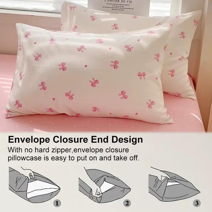 Ensemble de housse de couette imprimée avec petits nœuds roses