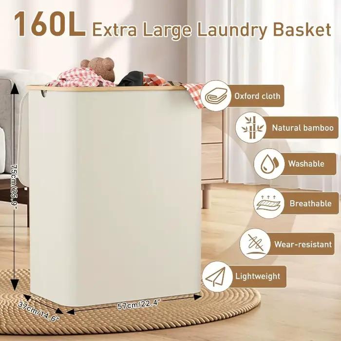 Panier à linge Extra Large de 160l avec couvercle