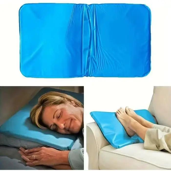 Coussin rafraîchissant en gel bleu, portable, pour la sieste, tapis de sommeil glacé pour l'été, bureau, maison, relaxation musculaire, support de cou réutilisable