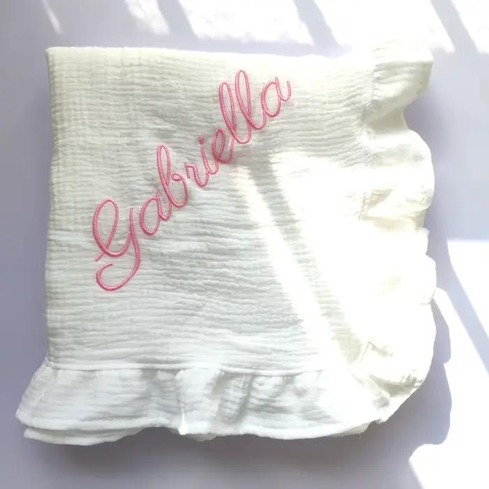 Couverture à Volants en Coton pour Bébé