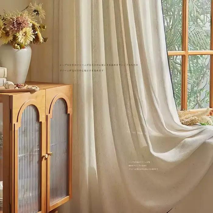 Rideaux français Vintage en lin et Tulle