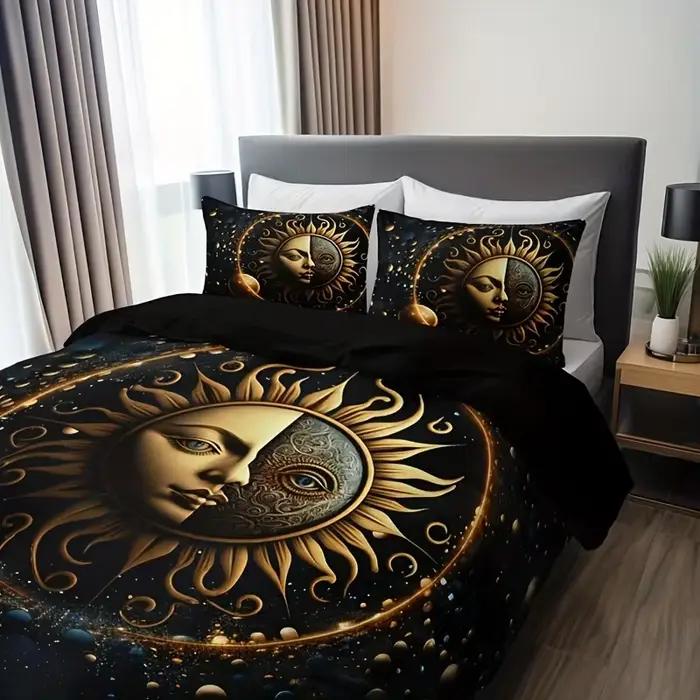 Ensemble de housse de couette lune étoiles soleil céleste