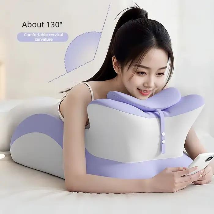 Coussin en mousse à mémoire de forme pour lecture sur le ventre, cale de lit multifonctionnelle, support ergonomique pour le cou, appui-tête amovible, housse antidérapante lavable