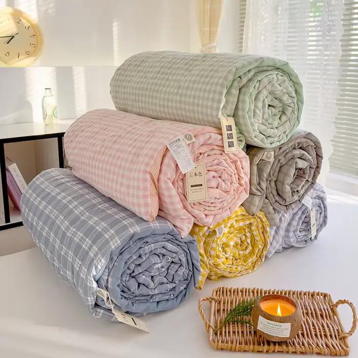 Couette d'été en coton, couette climatisée, garnissage en fibre de soja, couette fine, style nordique, couverture de lit quatre saisons
