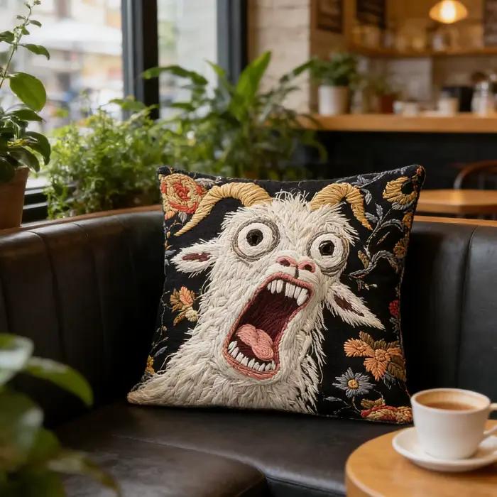 Housse de coussin en forme de chèvre hurlante, protection douce, taie d'oreiller décorative, 45x45cm, décoration de canapé, de maison, pour salon, cadeau de fête