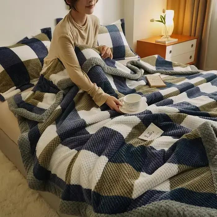 Couverture tricotée en fil de Chenille doux