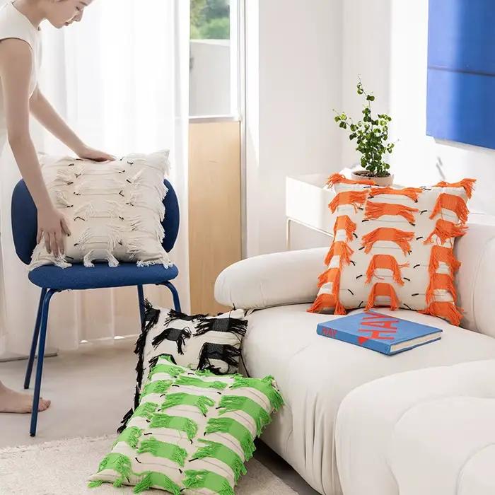 Housses de coussin bohèmes à franges