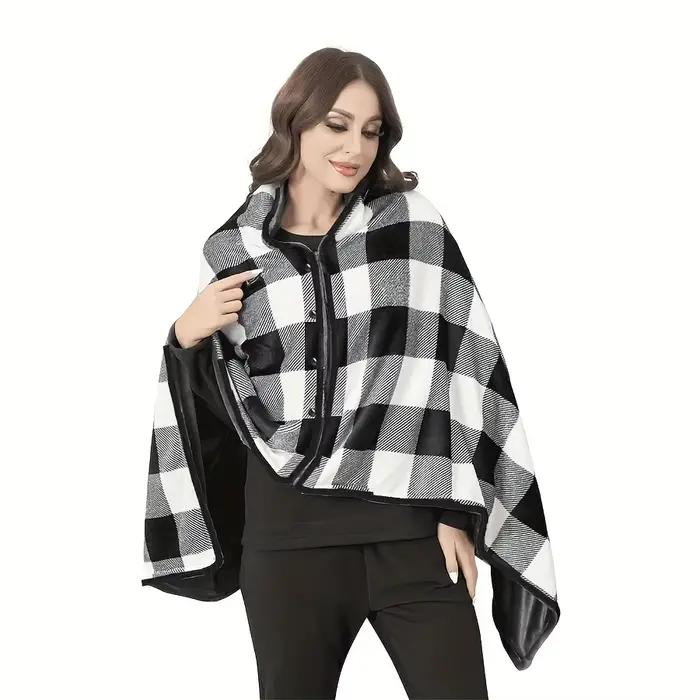 1pc femmes portable couverture châle flanelle paresseux décontracté bureau maison hiver chaud doux confortable