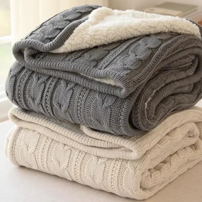 Couverture en tricot d'agneau Élnordique pour l'hiver