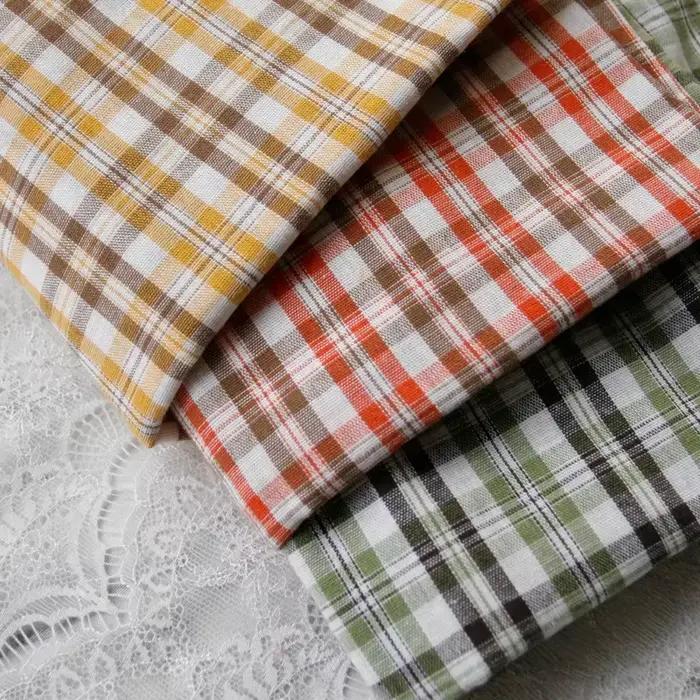 Tissu en coton teint en fil à carreaux colorés 140x50cm, pour chemises, robes, vêtements, décoration intérieure, 180g/m