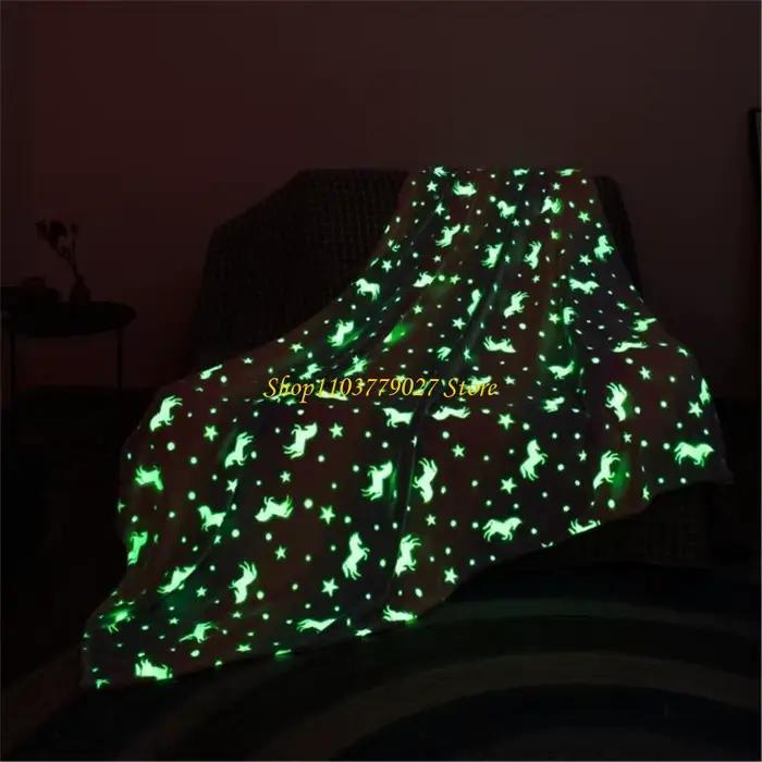 C4DF couverture lumineuse en flanelle hiver chaud blanc cheval nuit couvertures lumineuses