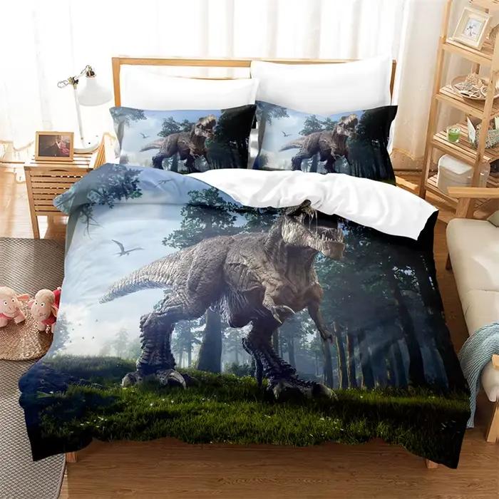 Housse de couette dinosaure double en microfibre
