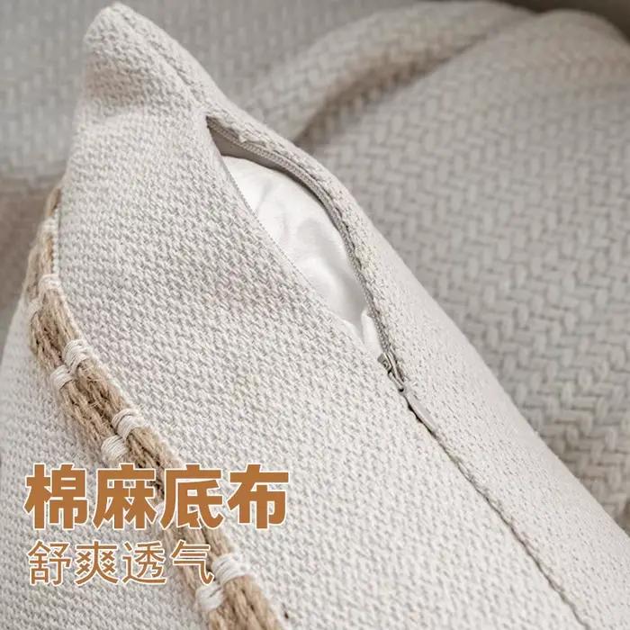 Housse de coussin bohème en coton et lin
