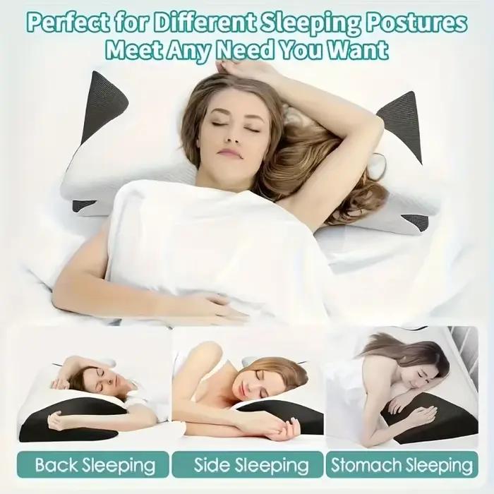 Oreiller ergonomique pour le cou, idéal pour dormeurs sur le côté, le dos et le ventre - Conception profilée, relaxation des épaules, soutien doux et ferme