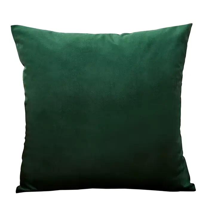 Juste de coussin en velours vert pour canapé