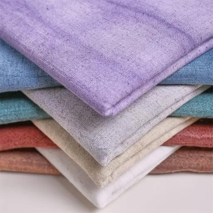Tissu en coton et lin teint en herbe
