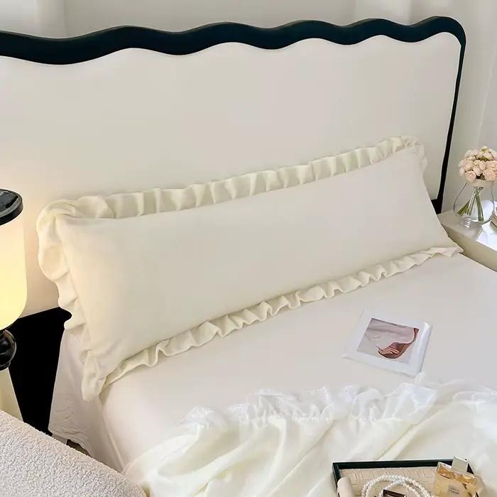 Longueur taie d'oreiller avec volants hiver Couple Double polaire flanelle chaleur grande taille taies