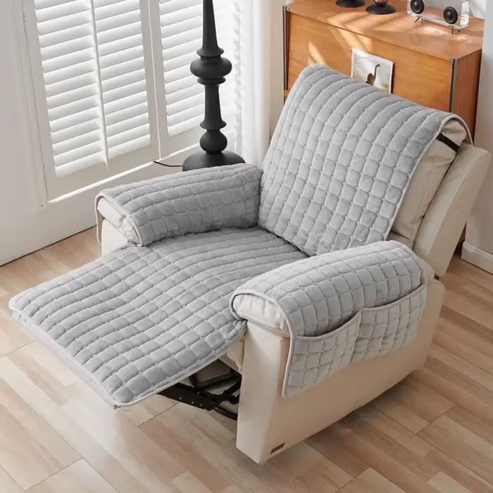 Housse de protection de canapé inclinable avec accoudoirs et poches