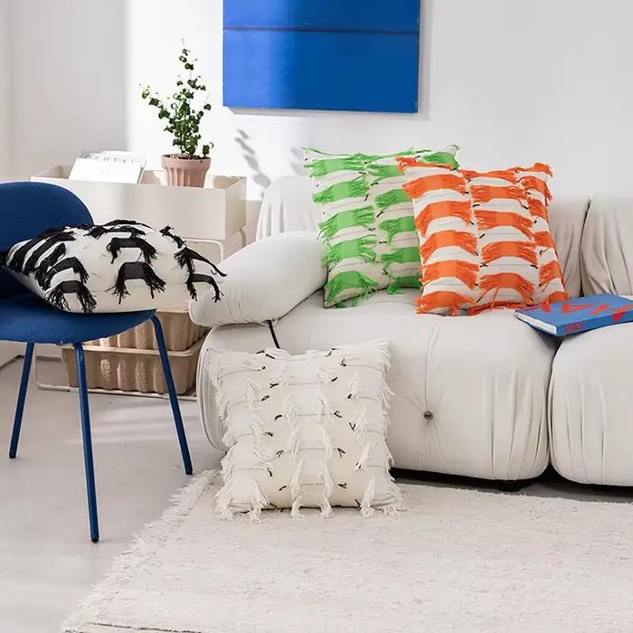 Housses de coussin bohèmes à franges