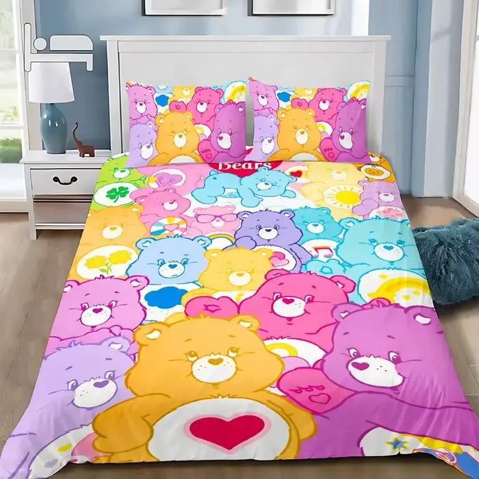Dessin animé mignon c-cares ours housse de couette taie d'oreiller ensemble de literie adulte garçon fille chambre décoration enfants cadeau simple Double grand