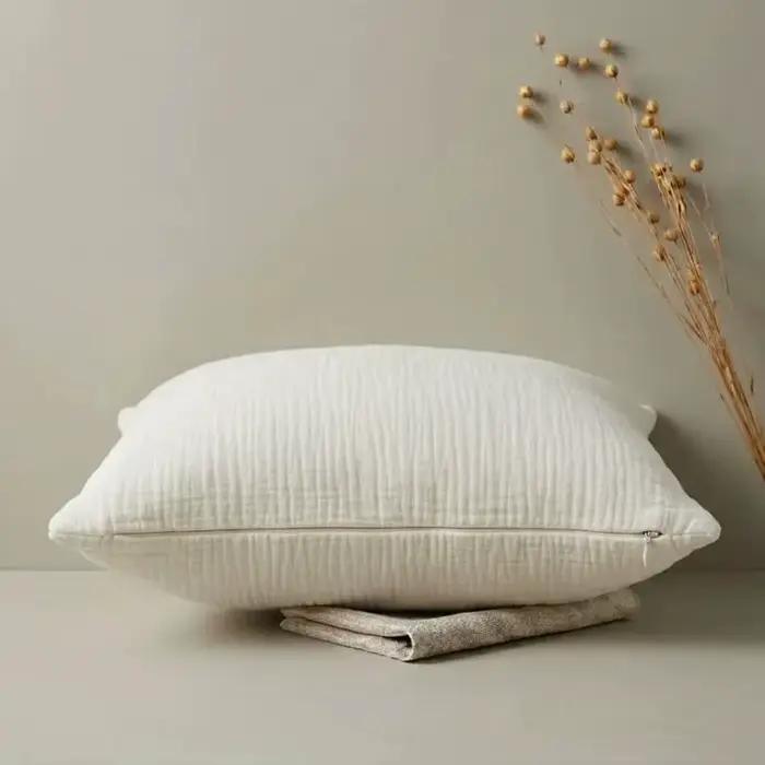 Housse de coussin en mousseline 100% coton