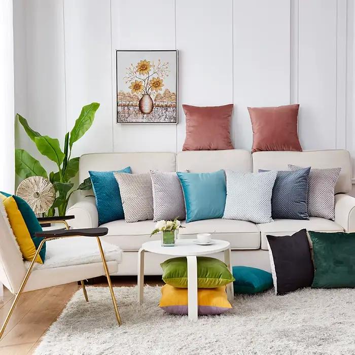 Juste de coussin en velours pour salon