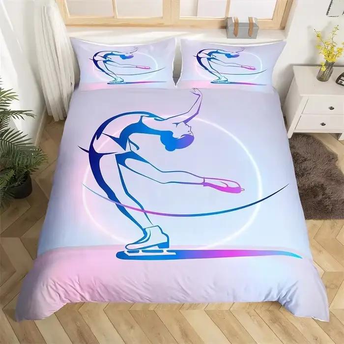 Ensemble de housse de couette de Sport de gymnastique, arc-en-ciel, aquarelle, teinture par nouage, ensemble de literie Queen, housse de couette de pom-pom girl en microfibre pour amoureux du Yoga