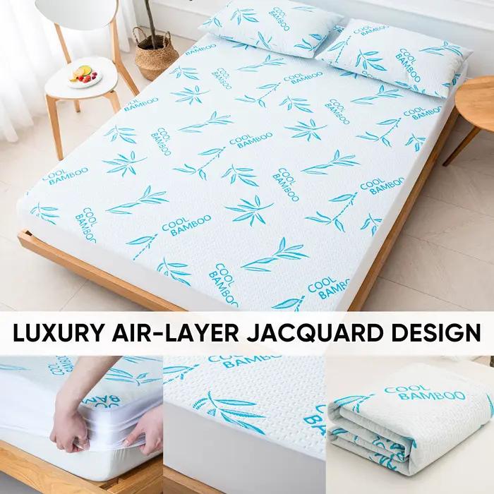 Protège-matelas imperméable en bambou respirant et silencieux