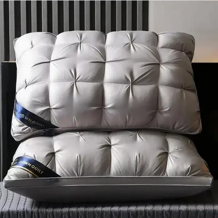 Oreillers de luxe en duvet d'oie blanche, 48x74cm, anti-basse, King Queen, literie 100% coton, Style 3D, oreiller rectangulaire, cadeau pour amoureux