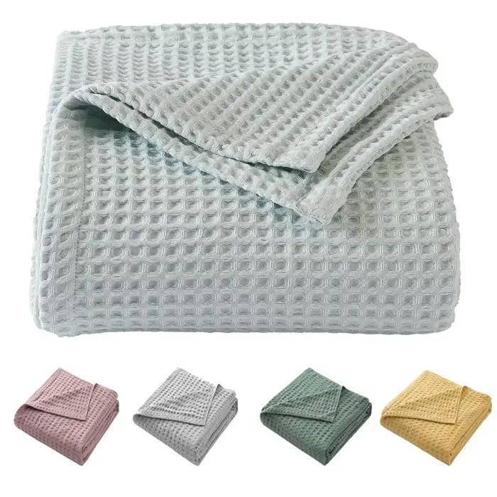Couverture thermique en pur coton gaufré de qualité supérieure