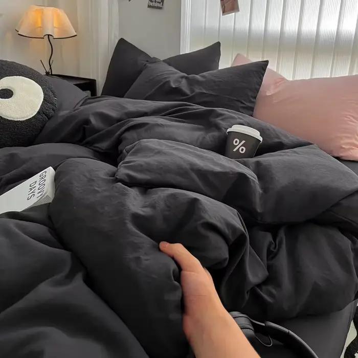 Housse de couette noire pure