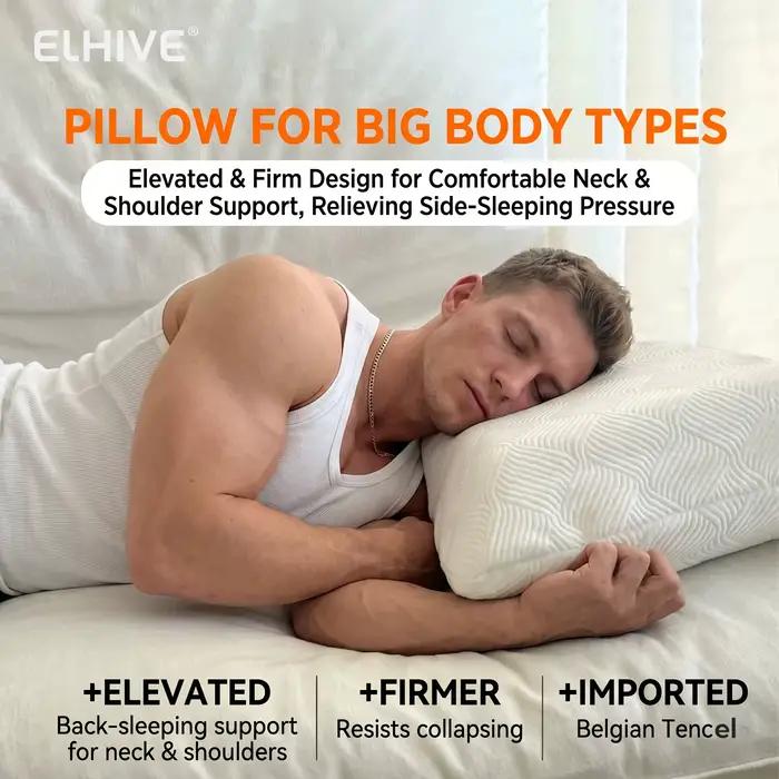 Oreiller en mousse à mémoire de forme à profil haut pour épaules larges et personnes de grande taille