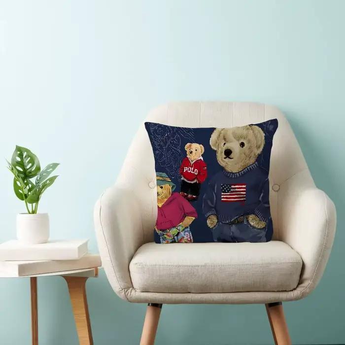 Housse de coussin mignonne en forme d'ours en peluche