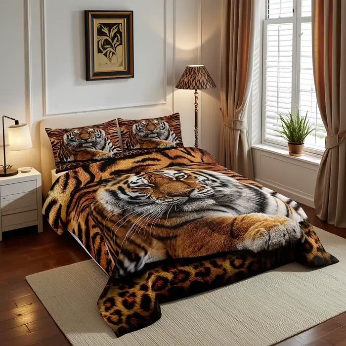 Parure de lit tigre, housse de couette imprimée en 3D