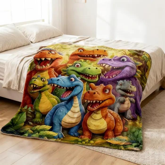 Couverture à jeter dinosaure en flanelle