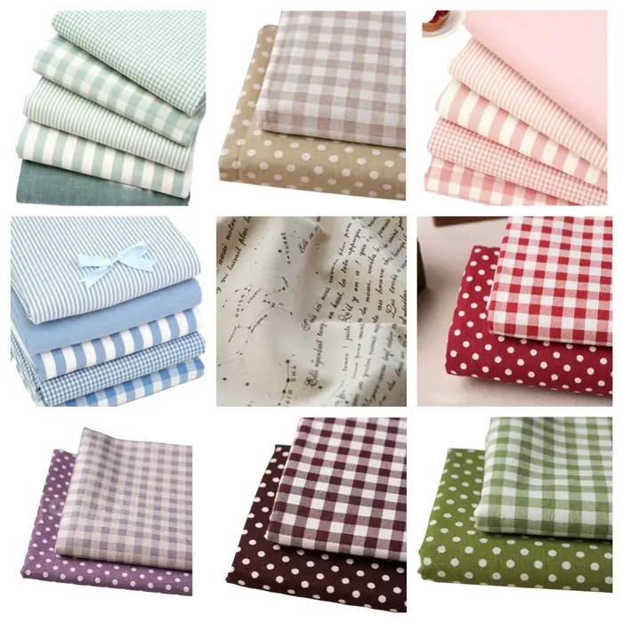 Tissu en coton et lin à carreaux