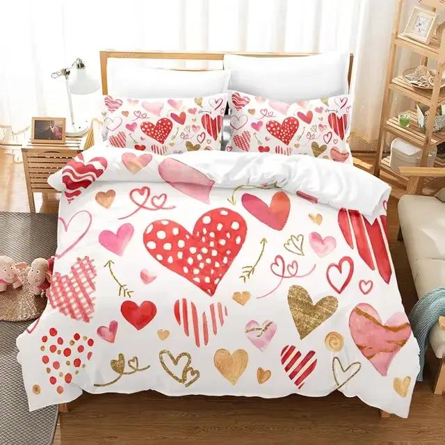 Parure de lit rose Love Coussins pour filles