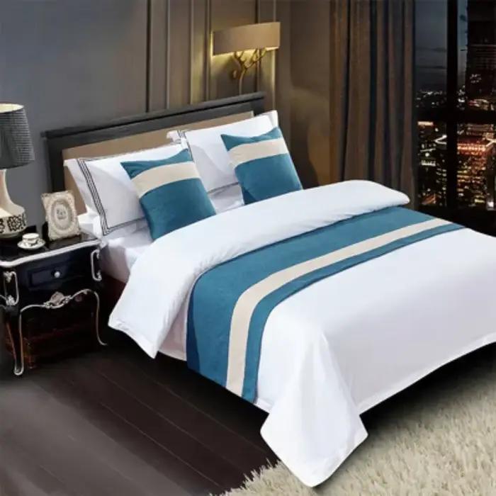 Hôtels chez l'habitant drapeaux de lit décoratifs Simple couleur unie serviette de lit doux confortable coussin de queue de lit taie d'oreiller câlin