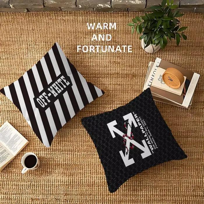 Housse de coussin décorative de luxe populaire avec logo O-Off W-White pour chambre à coucher et canapé de salon