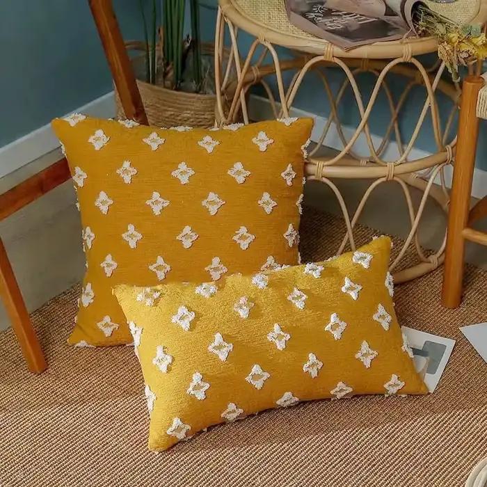 Taie d'Oreiller Jaune Moderne de Style Nordique, Motif Étoile, Décoration de Canapé, Salon, Maison, 30x50cm, 45x45cm