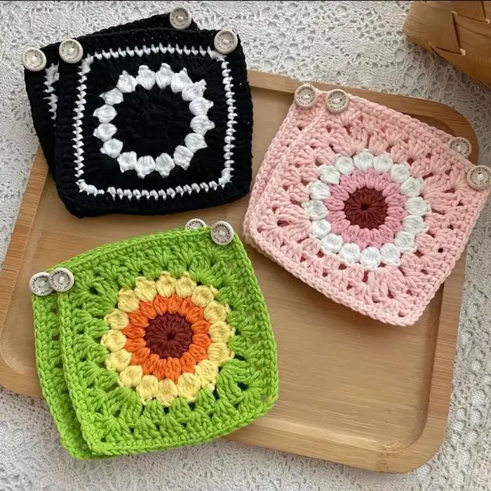 Housse de volant au crochet faite à la main en tissu vert au crochet, douce et tricotée, accessoires intérieurs de voiture, décoration de volant mignonne pour femmes