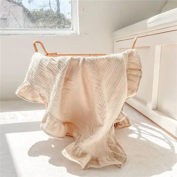 Couverture à Volants en Coton pour Bébé