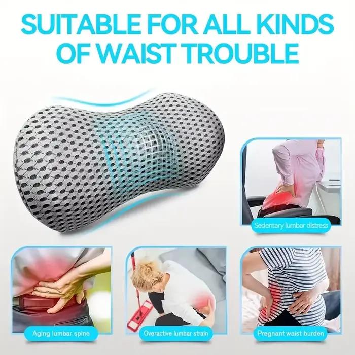 Oreiller lombaire ergonomique en mousse à mémoire de forme pour le dos – Housse en tissu tricoté moyennement et doux