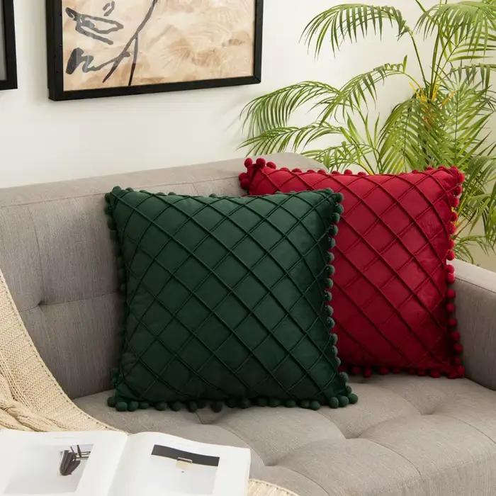 Housse de coussin matelassée en velours diamant de qualité supérieure
