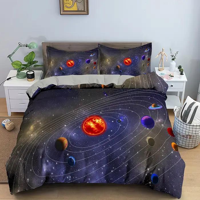 Galaxy Duvet Cover Set Single Double King Queen Size 2/3pcs Bedding Set Universe Outer Space Themed Comforter