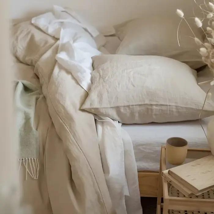 Housse de coussin en lin pur 100% naturel