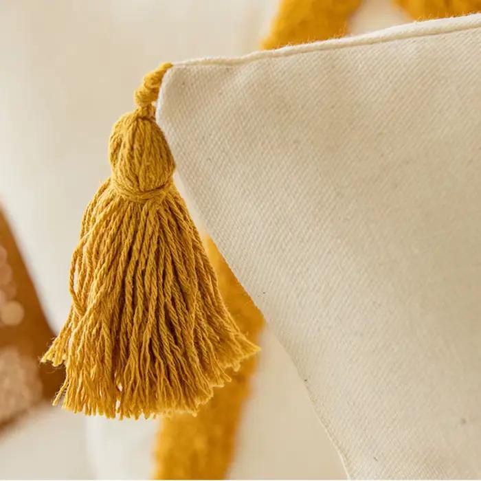 30x50/45x45cm Boho doré soleil jeter taie d'oreiller romantique soleil géométrique frange velours oreiller chambre canapé maison coussin couvre