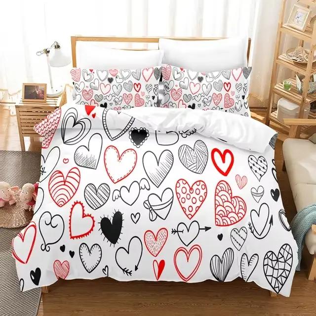 Parure de lit rose Love Coussins pour filles