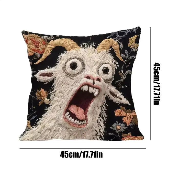 Housse de coussin en forme de chèvre hurlante, protection douce, taie d'oreiller décorative, 45x45cm, décoration de canapé, de maison, pour salon, cadeau de fête