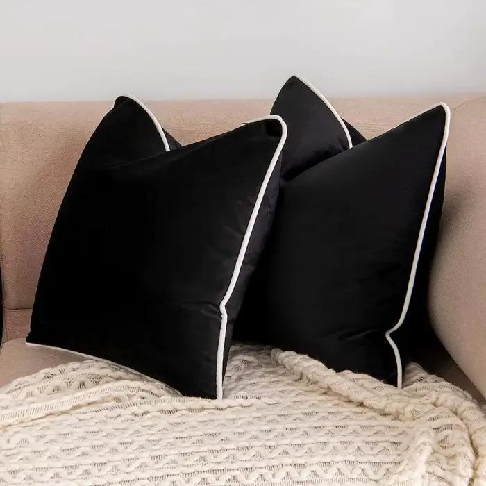 BUYNOW – taie d'oreiller en velours néerlandais noir et blanc